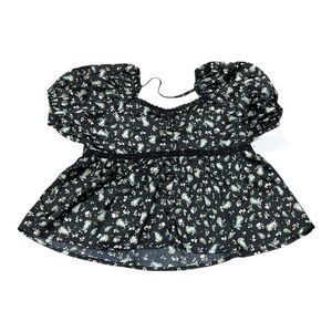 Love Fire Black Floral Baby Doll Top Girls M